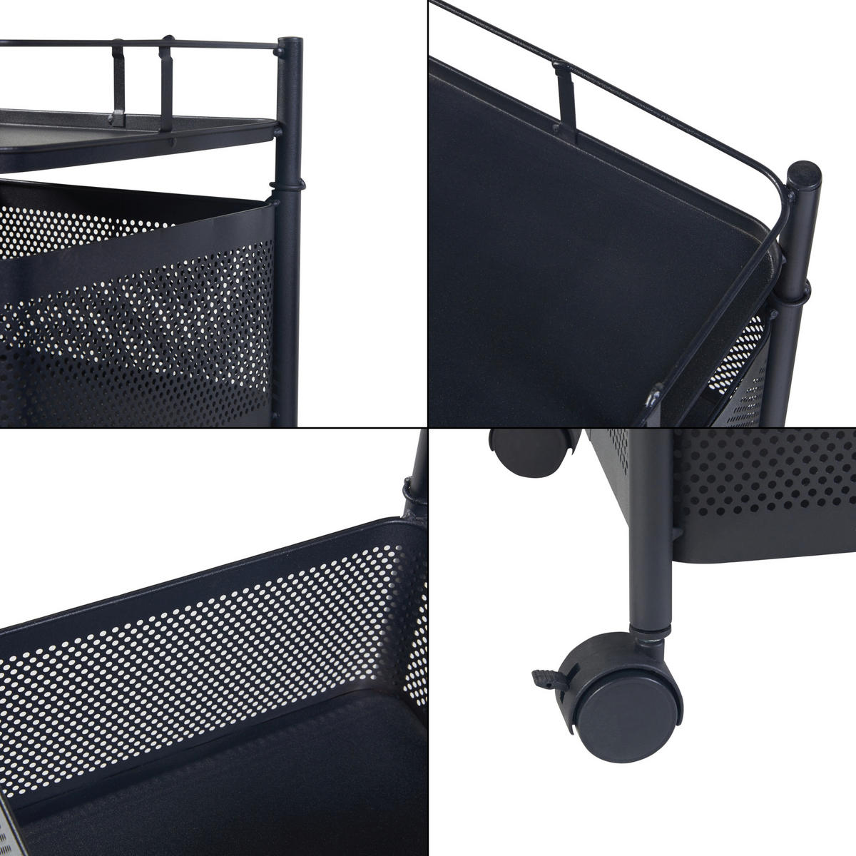 ROLLWAGEN Sunndal - Schwarz, Metall (27/64.5/27cm) - [en.casa]
