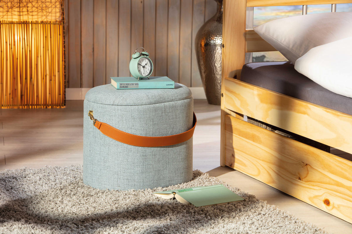POUF grau und braun - Grau, Holzwerkstoff (42/36/30cm) - ebuy24