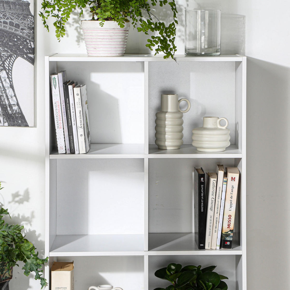 REGAL zur Aufbewahrung mit 8 Fächern - L62 x H123 cm - Weiß, Holzwerkstoff (62/123/29.5cm) - Calicosy