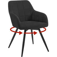 ESSZIMMERSTUHL drehbar, Samt, Schwarz - Schwarz, Textil/Metall (57/78/63cm) - Woltu