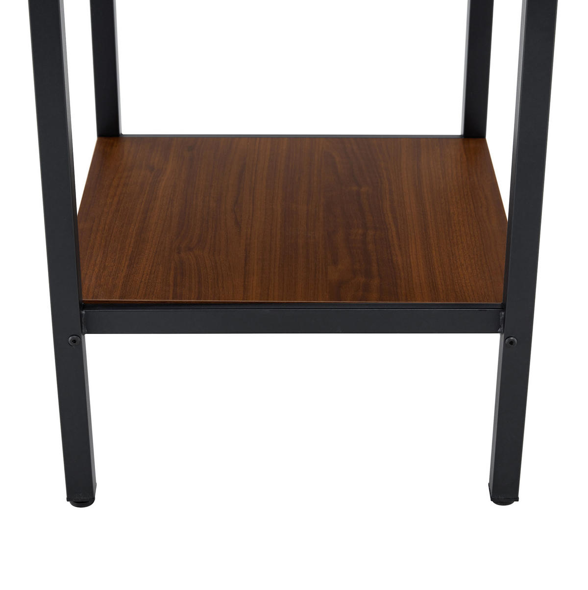 ESSTISCH aus MDF und Metall 100x100x77 cm Walnussfarben mit Stauraumablage im runden Design - Walnussfarben, Holzwerkstoff (100/100/77cm) - Modfu