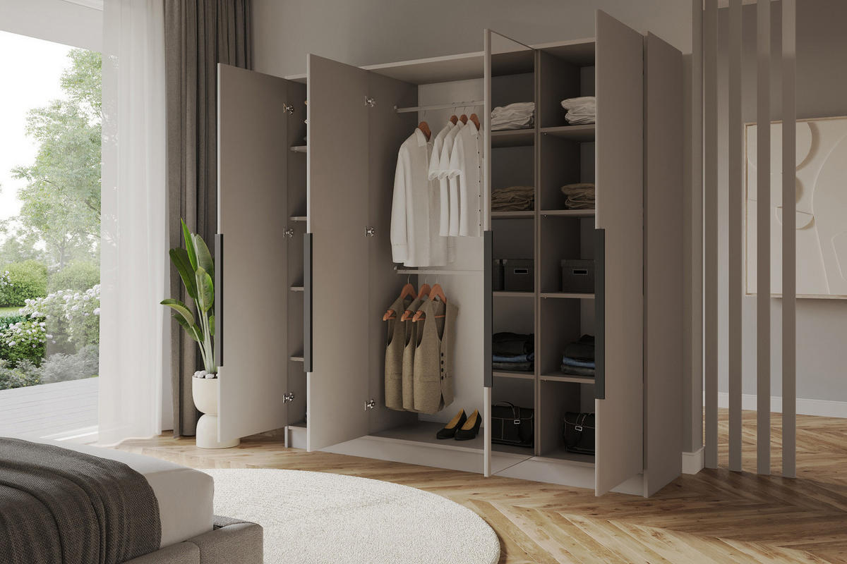 KLEIDERSCHRANK - LUSSO - 200 - Kaschmir - Kaschmir, Holzwerkstoff (200/200/51cm) - ALTDECOR