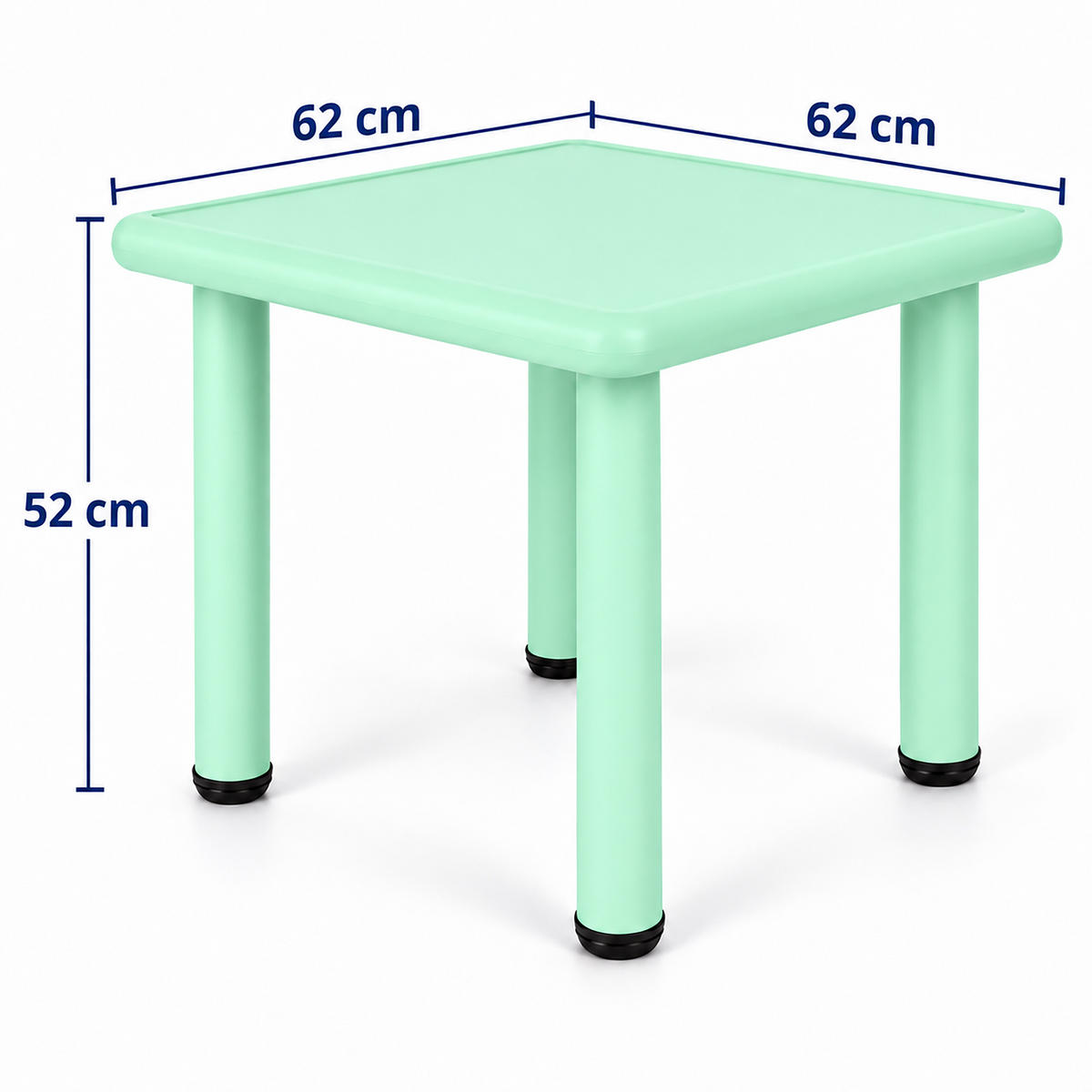 KINDERTISCH Salbei Indoor Outdoor Kunststoff 52x62 cm - Grün, Kunststoff/Metall (62/52/62cm) - Relaxdays