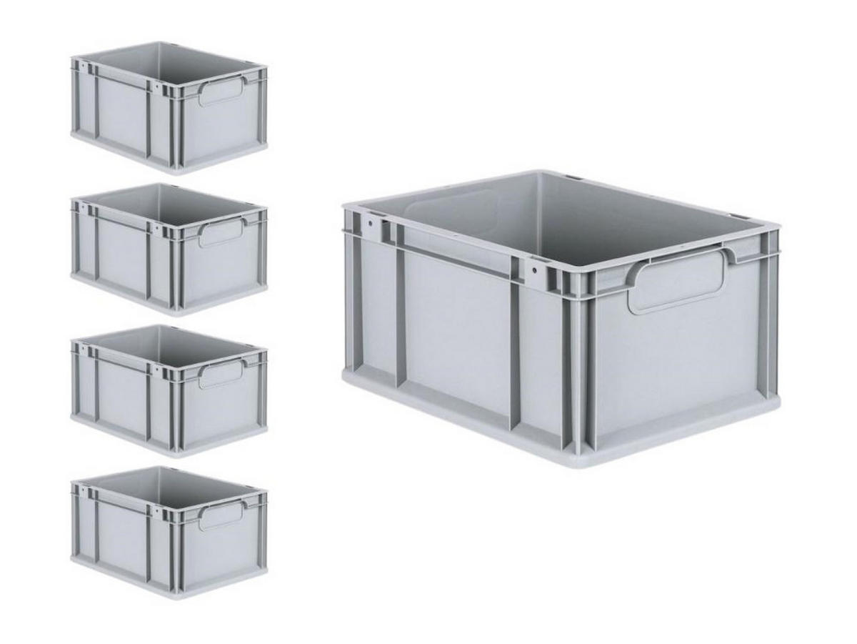 EUROBOX 5x Nextgen Economy Griffe Geschlossen 22x30x40cm 20 Liter - Grau, Kunststoff (30/22/40cm) - PROREGAL