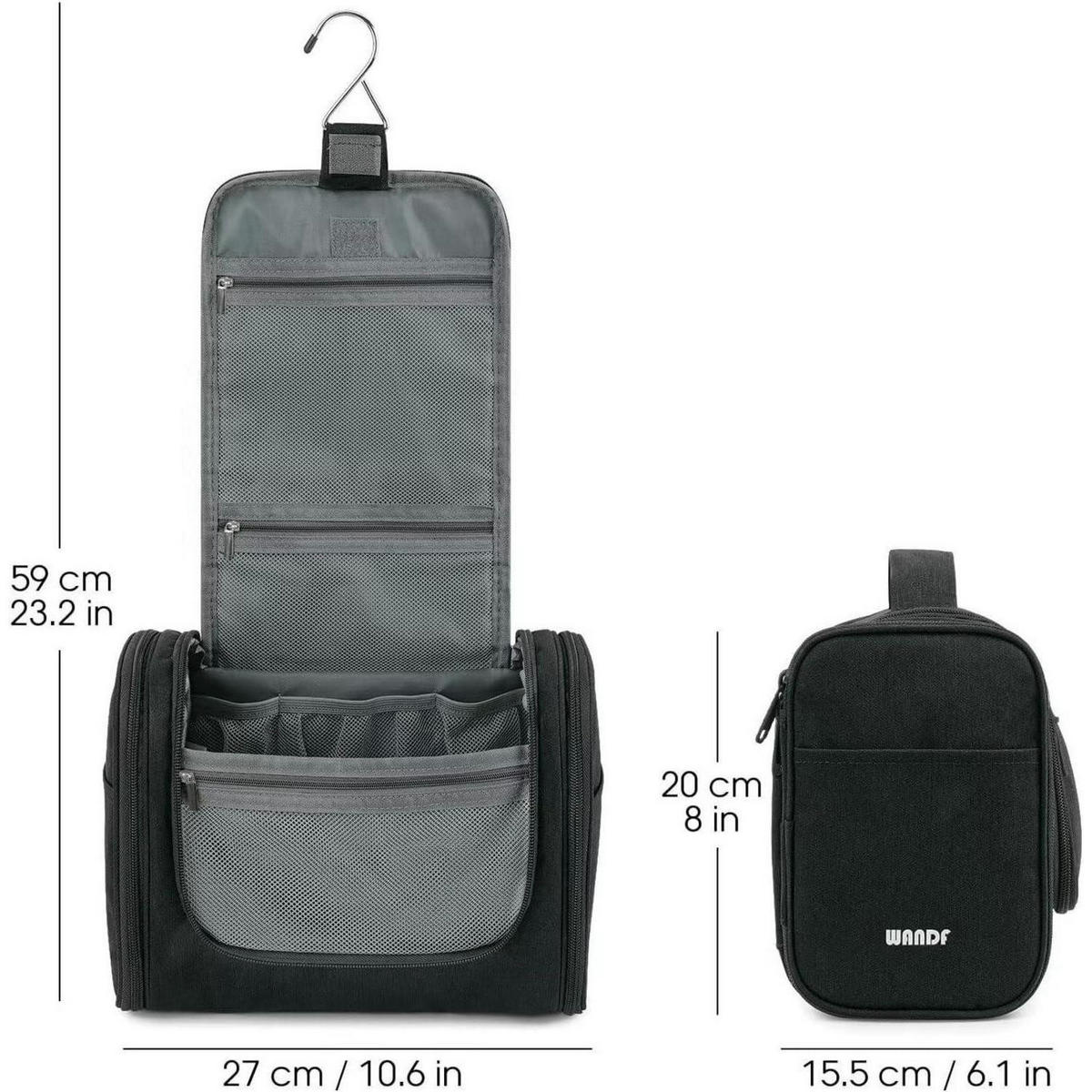 KULTURTASCHE zum Aufhängen Schwarz 7,3 Liter - Schwarz, Textil (5/2/5cm)