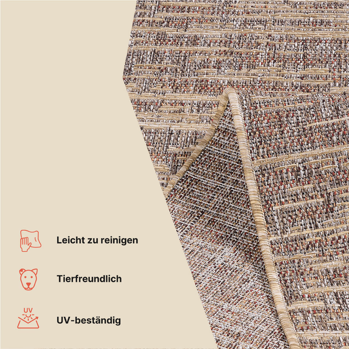 TEPPICH YUCANA Beige Outdoor Flachgewebe 140/200 cm - Beige, Textil (140/200cm) - Tapiso