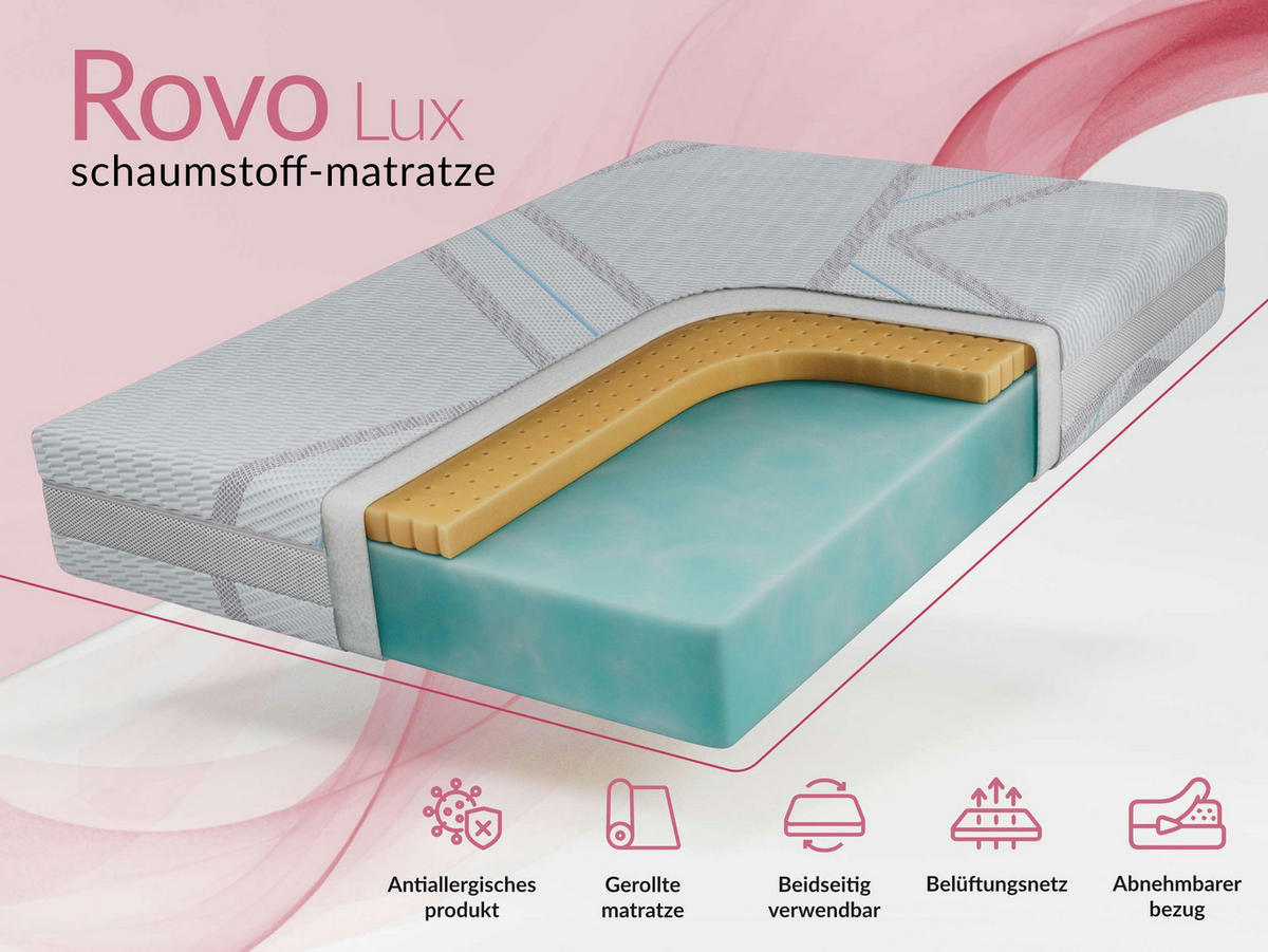 LATEXMATRATZE ROVO - 140/200 - H2 - Lux - Multicolor, Textil (140/200cm) - MKS