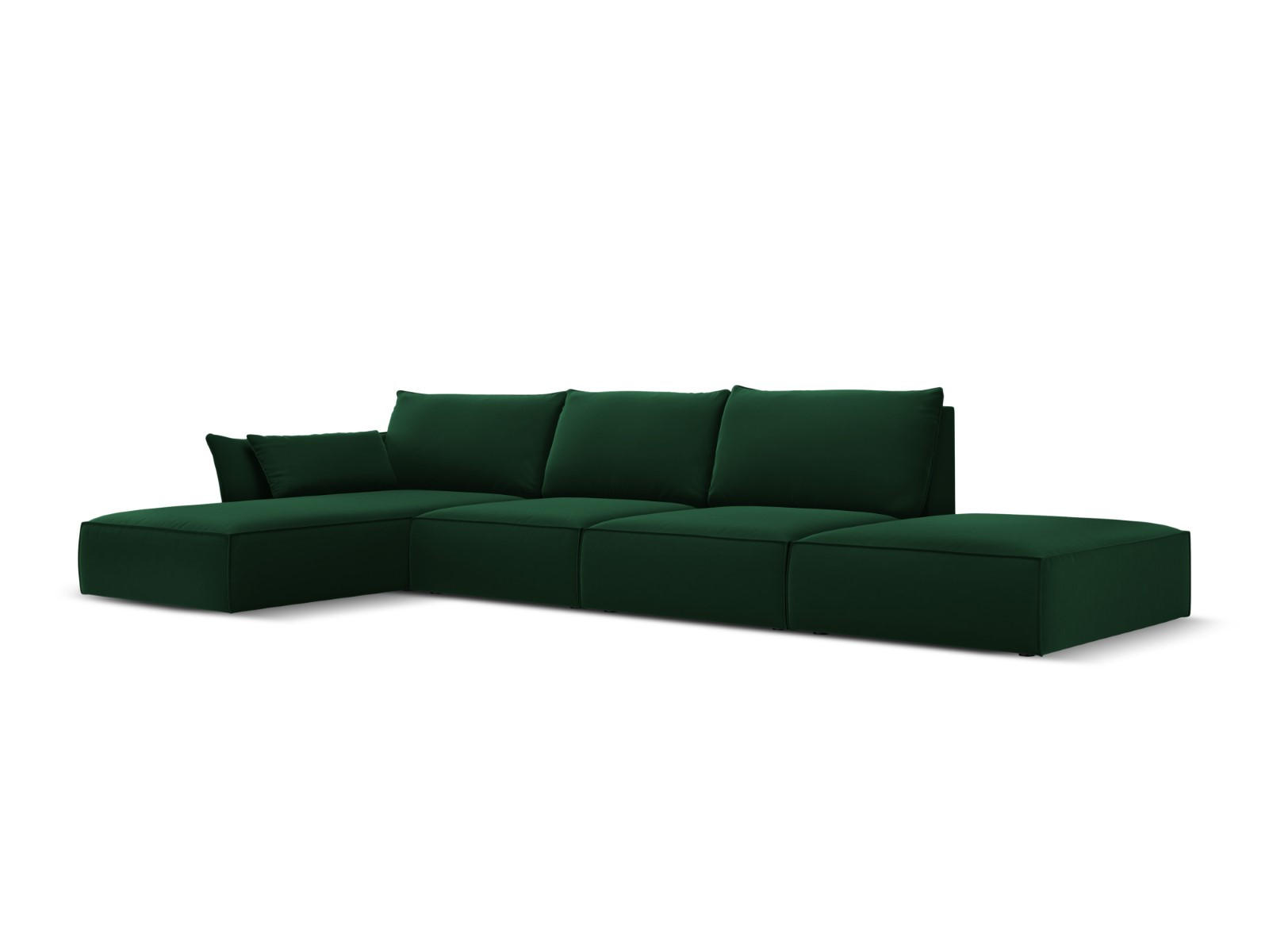 ECKSOFA links Kaelle aus Samt flaschengrün 5 Sitzplätze - Dunkelgrün, Textil (171/364cm) - Micadoni