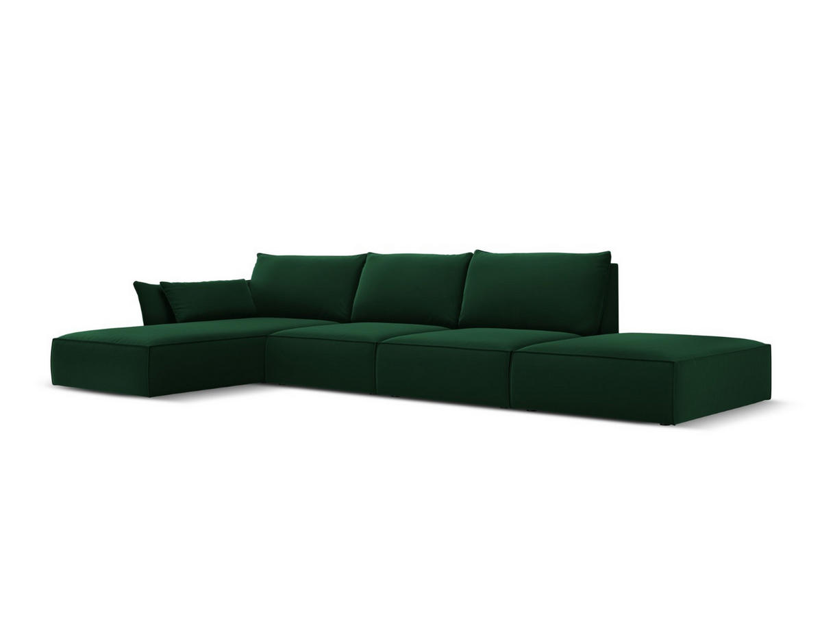 ECKSOFA links Kaelle aus Samt flaschengrün 5 Sitzplätze - Dunkelgrün, Textil (171/364cm) - Micadoni