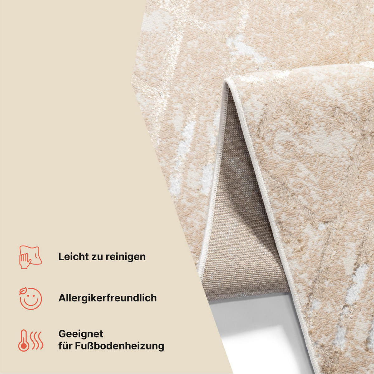 LÄUFER Crystal Beige Marmor Optik 100/600 cm - Beige, Textil (100/600cm) - Tapiso
