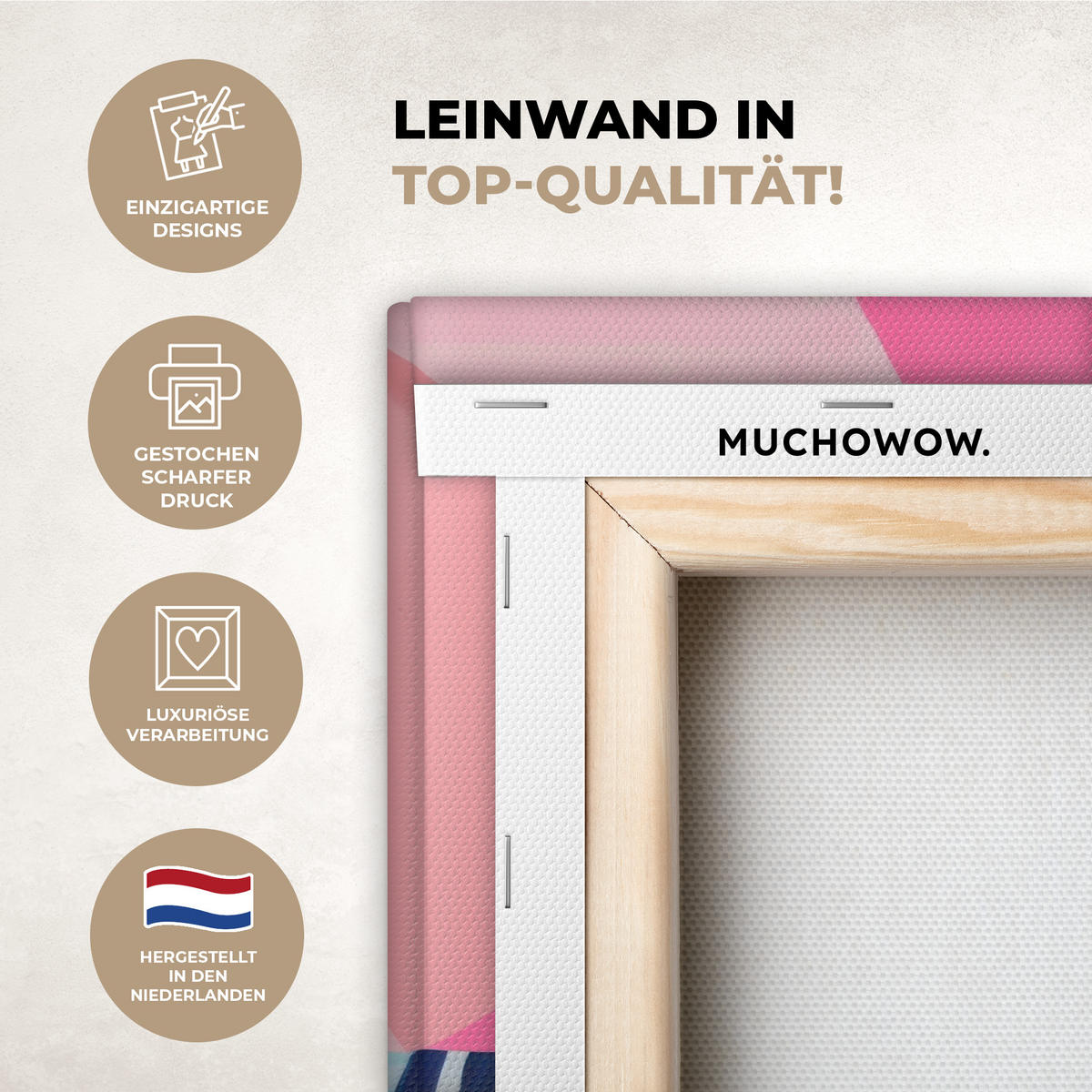 LEINWANDBILD Obst - Abstrakter Hintergrund - Rosa Deko Schlafzimmer 30x20 cm - Pink, Textil (30/20cm) - MuchoWow