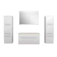 BADMÖBEL Set Gently 3 V3 Weiß Badezimmermöbel Badspiegel Waschtisch 80 cm ohne LED-Beleuchtung - Weiß, Glas/Kunststoff (46/40/80cm) - AcquaVapore by Sandra Jentho
