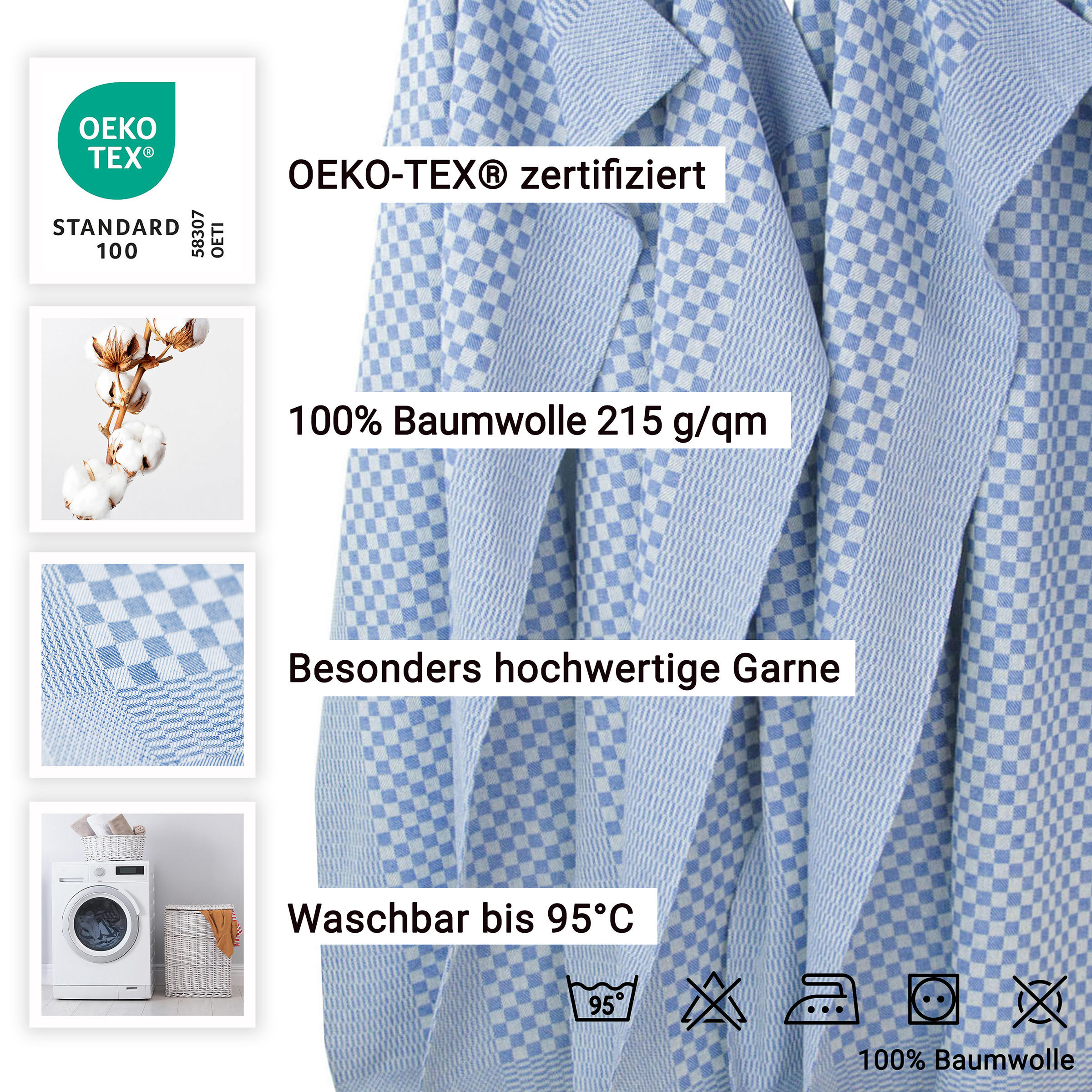 GESCHIRRTÜCHER, 4er-Set, 54x100 cm, 100% Baumwolle, Blau - Blau, Textil (54/100cm) - Zollner