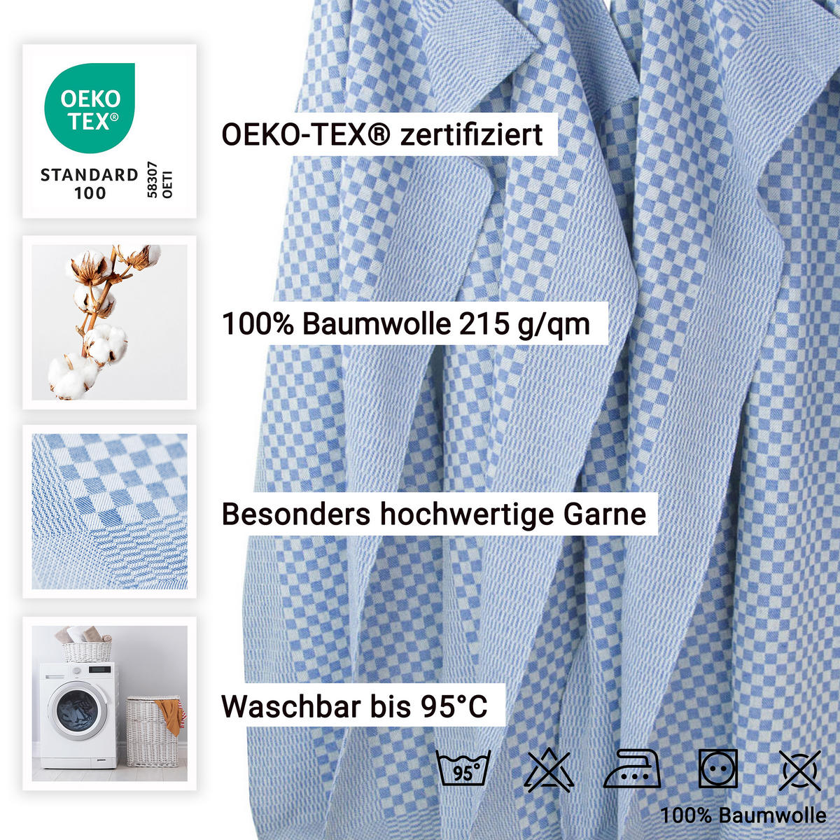 GESCHIRRTÜCHER, 4er-Set, 54x100 cm, 100% Baumwolle, Blau - Blau, Textil (54/100cm) - Zollner