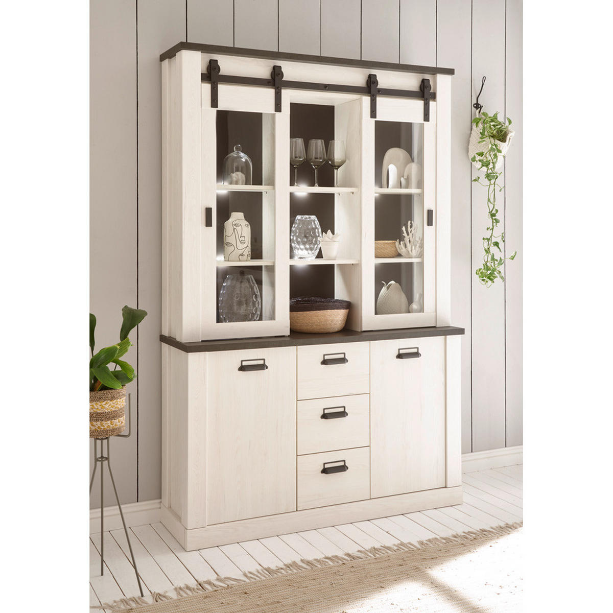 BUFFET Shelton-61 - Weiß, Holzwerkstoff (133/201/38cm) - Lomado