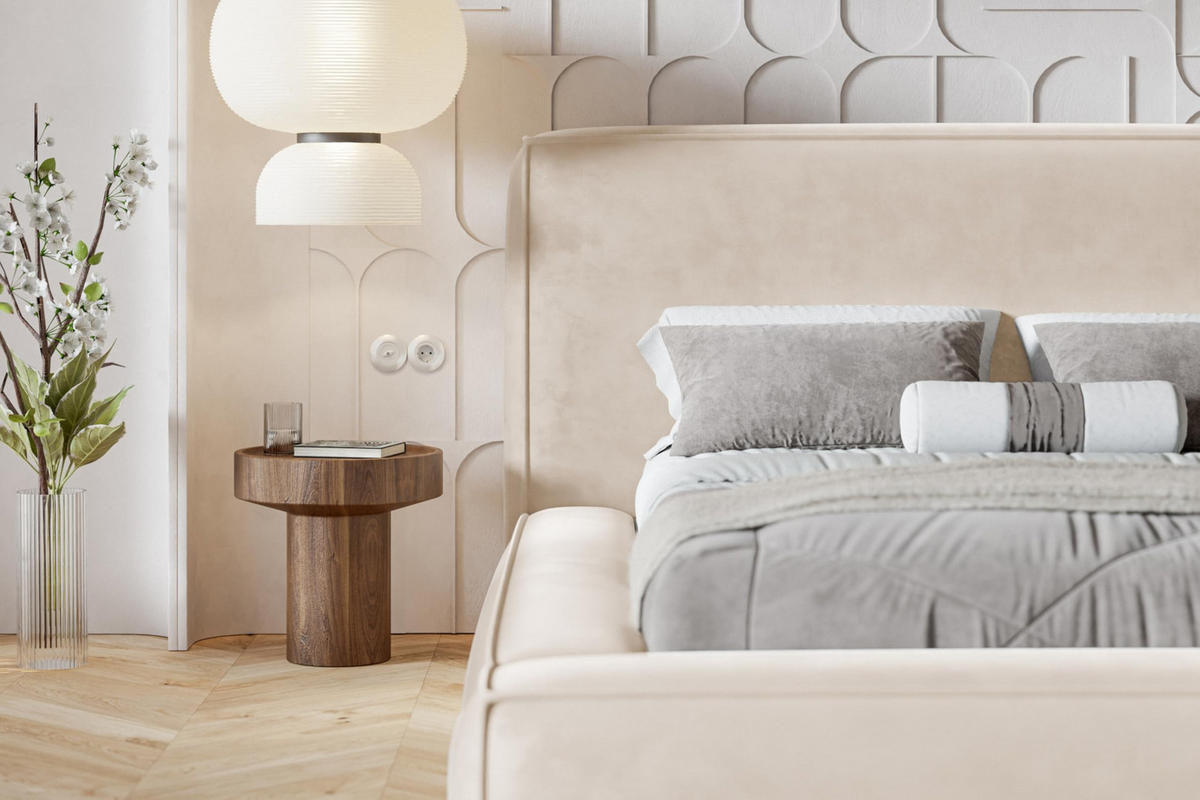 BETT 140x200 - Polsterbett mit Bettkasten und Metallrahmen - Modern Bett - Eleganter Catch-Me-Stoff - Kollektion Luna Maxi - Weiß - Weiß, Holz/Textil (140/200cm) - Alpi-Möbel