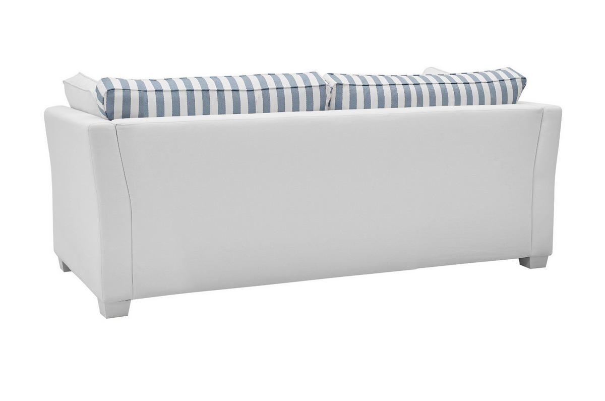 SOFA 2,5-Sitzer creme blau gestreift, Landhaus 200 cm, Couch inklusive 4 Kissen - Blau/Creme, Holz/Textil (200/88/96cm) - Furn.Design