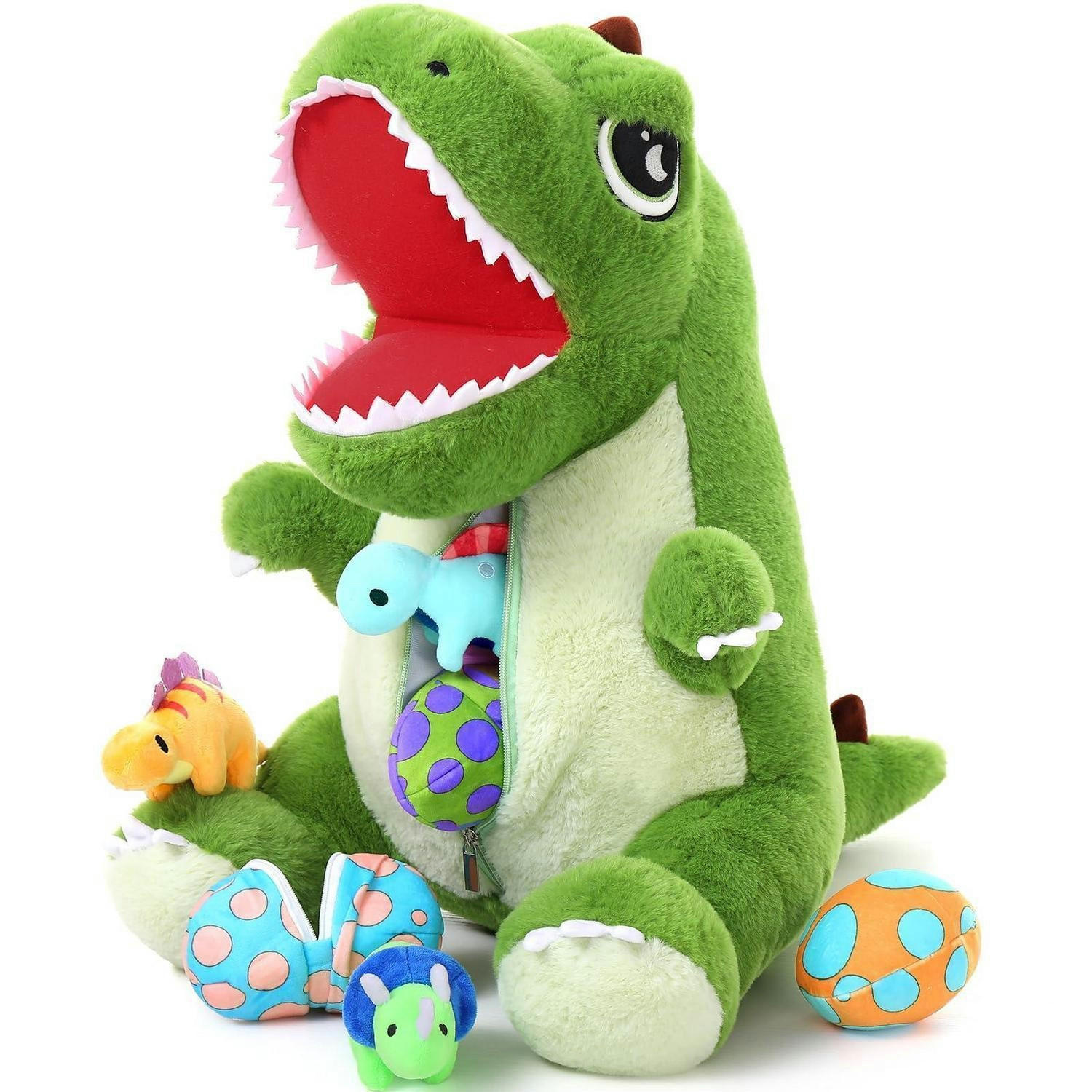 PLÜSCHTIER Dinosaurier mit Baby 50 cm Dunkelgrün - Grün, Textil (52/50cm)