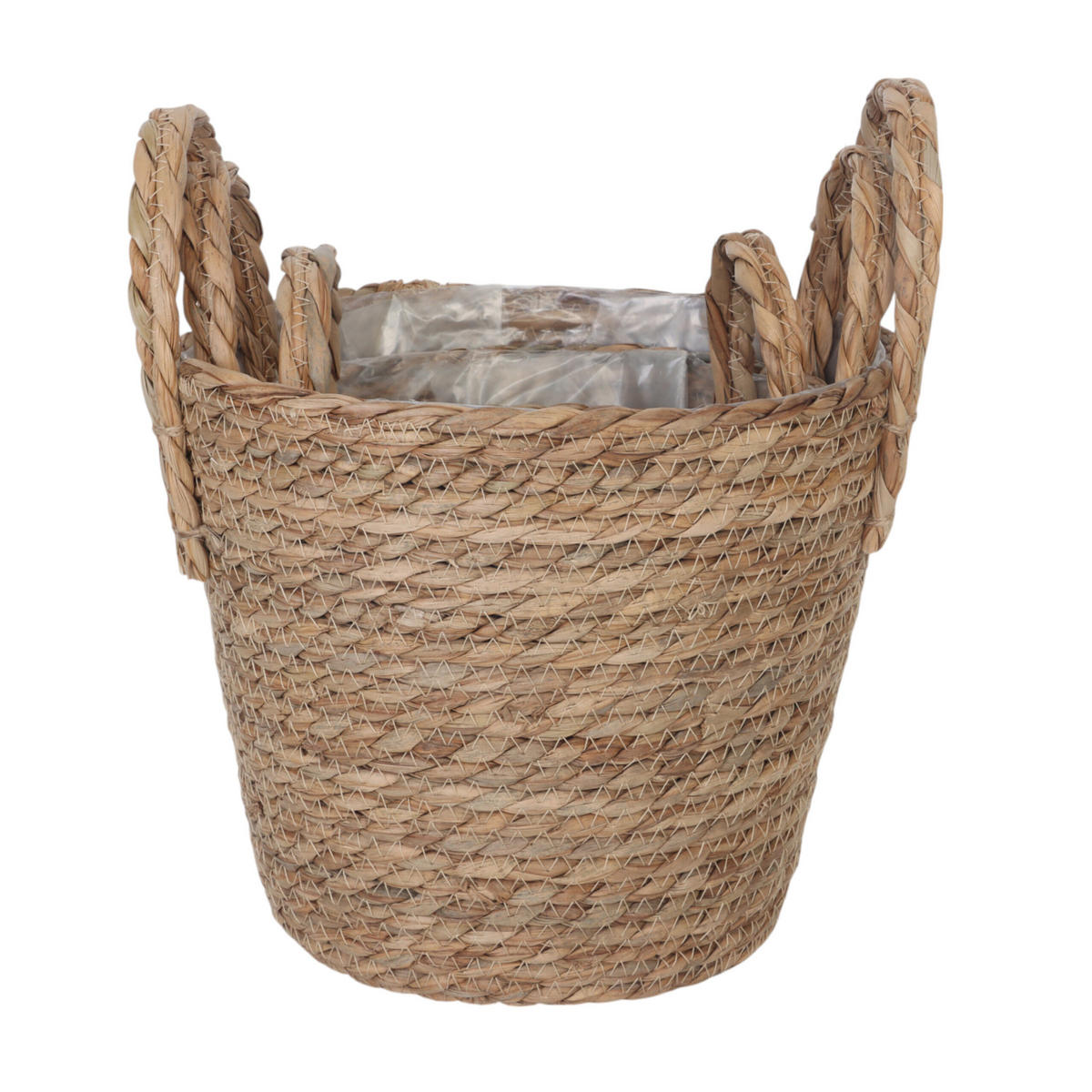 3XBLUMENTOPF - Hellbraun, Kunststoff/Textil (23cm) - Relaxdays