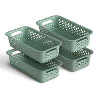 AUFBEWAHRUNGSKORB Grün 20x10x5 cm - 4er Pack - Grün, Kunststoff (10/5/20cm) - ProHome