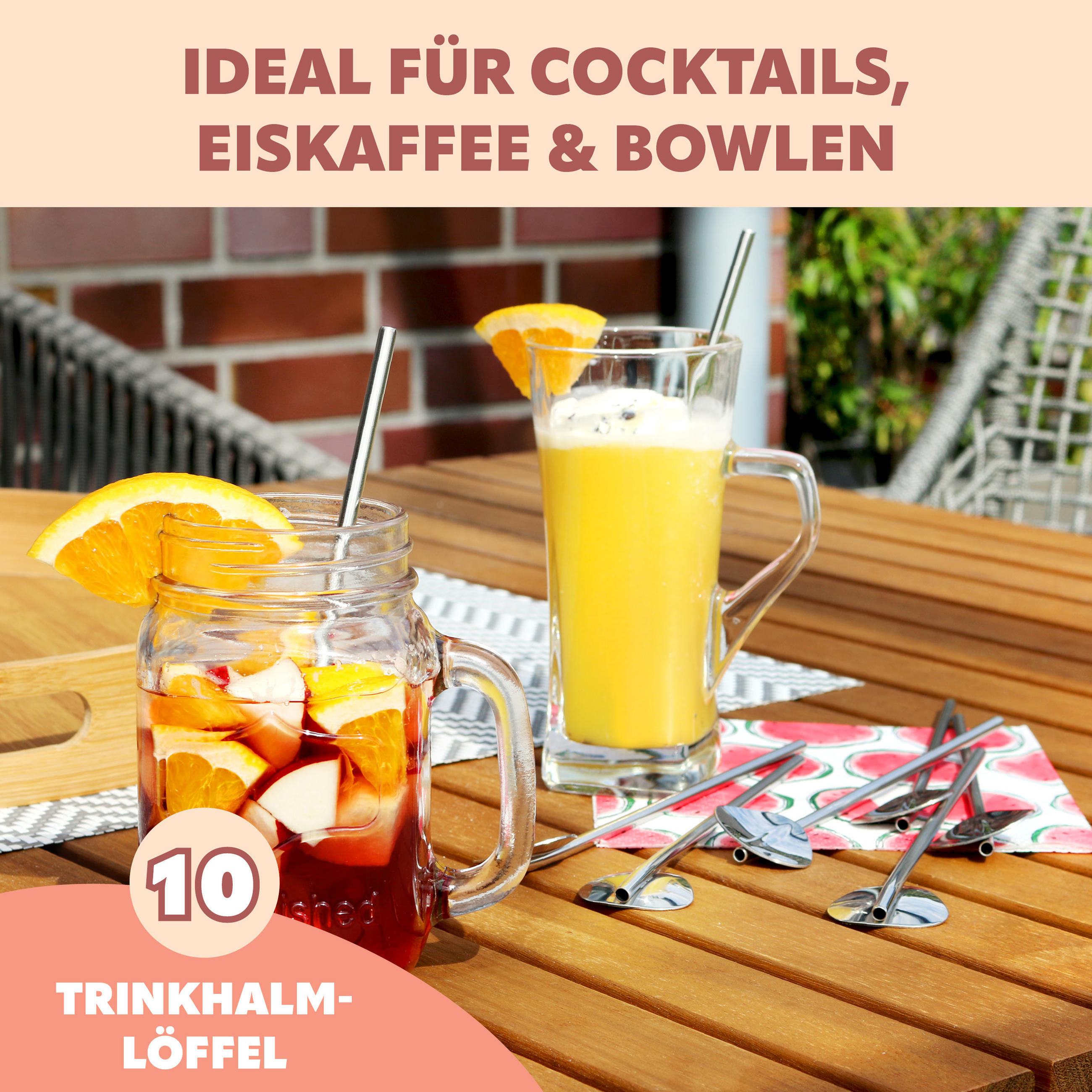 TRINKHALM-LÖFFEL 12er-Set, silber, Edelstahl - Edelstahlfarben, Metall (0.4/18.5cm) - bremermann