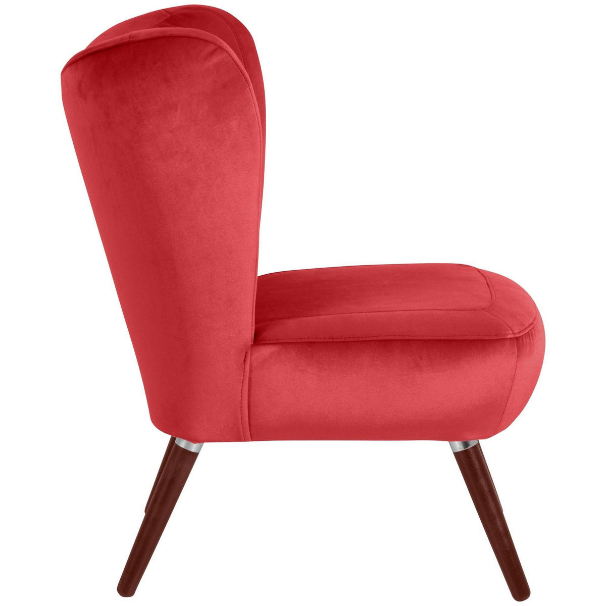 SESSEL Kathy Bezug Samtvelours Buche nussbaum dunkel / rot - Rot, Kunststoff (70/86/69cm) - 58aufmkessel