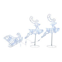 LED-RENTIERE mit Schlitten, kaltweiß mit Timer & IP44 | 90 LEDs, 2er-Set - Weiß, Metall (159/55/20cm) - Hometopia