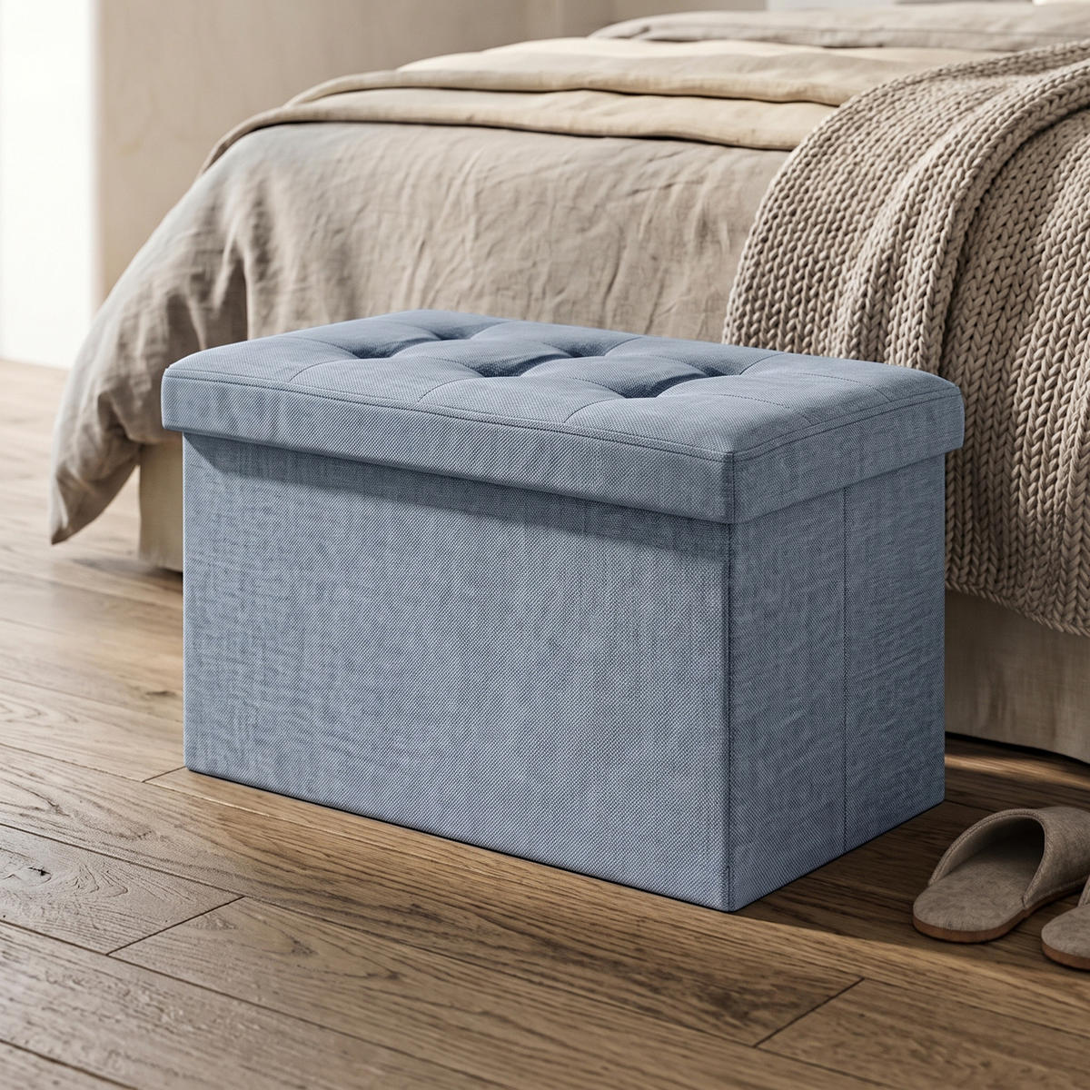 HOCKER mit Stauraum 76/38/38 cm - Grau, Textil (38/38/76cm) - SCENA LIVING