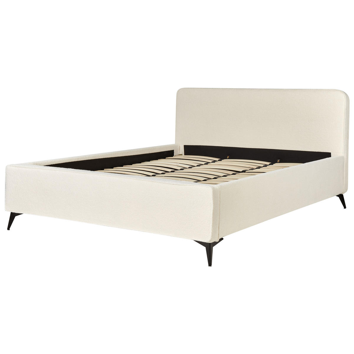 POLSTERBETT mit Lattenrost 180x200 cm Cremeweiß Valognes - Creme, Textil (180/200cm) - Beliani