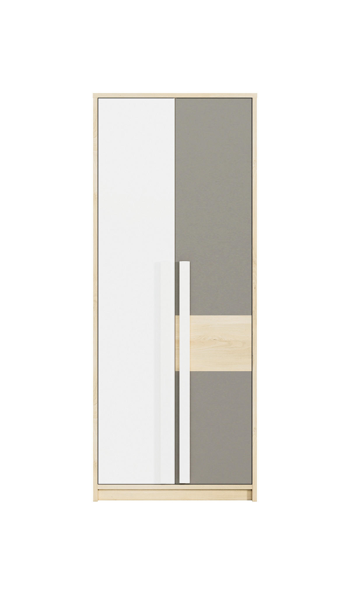 KLEIDERSCHRANK Drop Fjord Buche / weiß / grau 80 / 55 / 199cm - Multicolor/Braun, Holz/Holzwerkstoff (80/199/55cm) - Feldmann-Wohnen