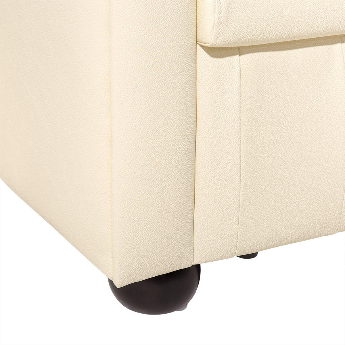 SESSEL Leder creme Chesterfield - Beige/Braun, Leder (108/70/80cm) - Beliani