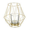 TEELICHTHALTER - Goldfarben, Glas/Metall (14cm) - Relaxdays