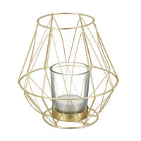 TEELICHTHALTER - Goldfarben, Glas/Metall (14cm) - Relaxdays
