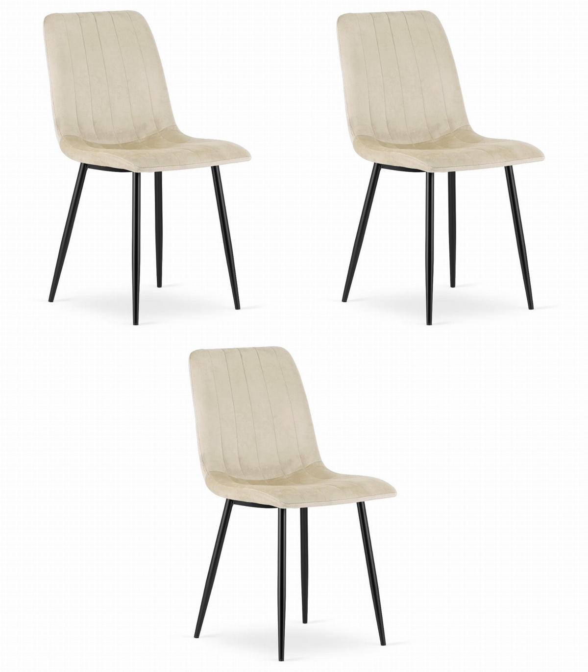 ESSZIMMERSTUHL 3-er Set JEWA cooler beiger Sitz - Beige, Textil (43/90/51cm) - Valora