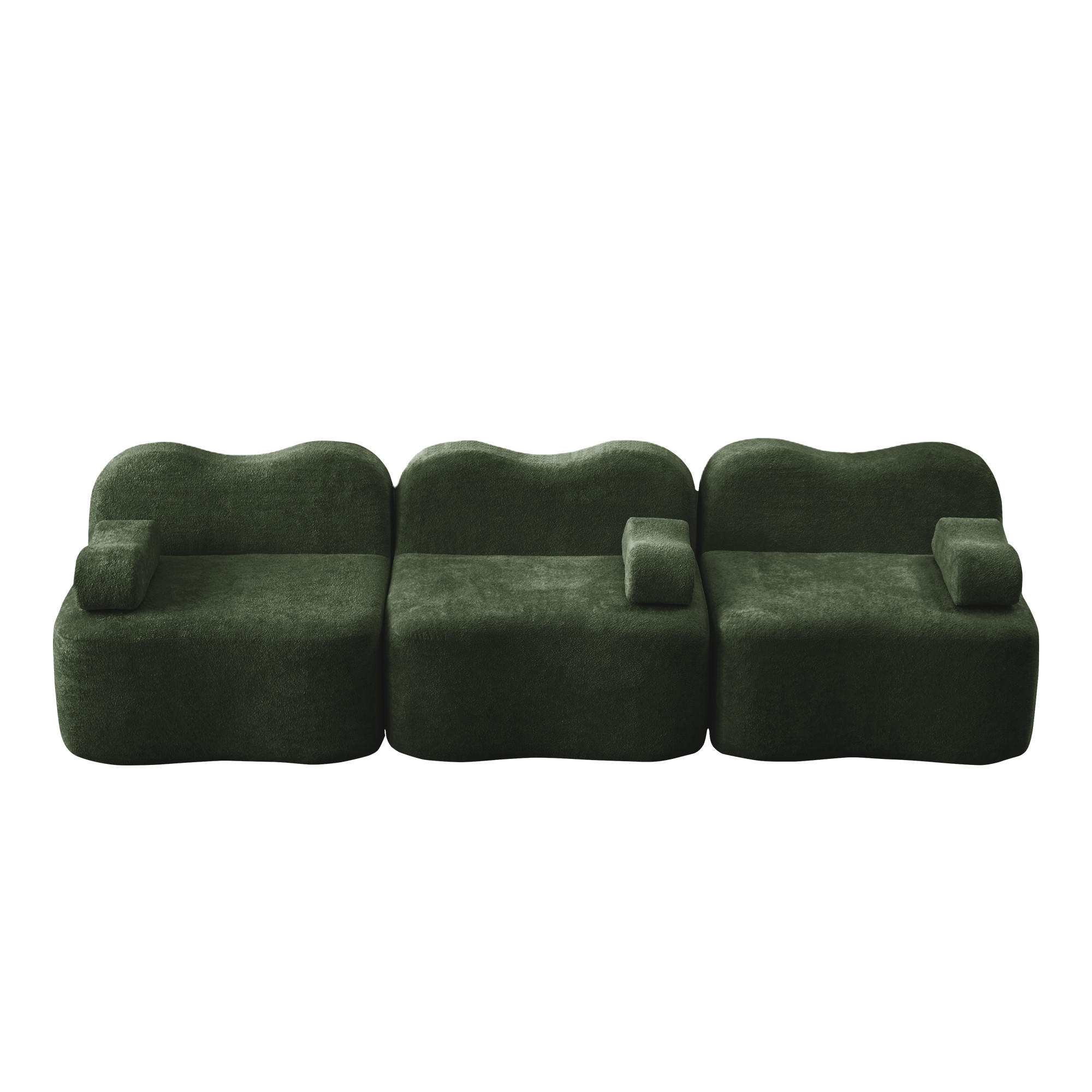 3-SITZER SOFA Samt Grün mit Hocker - Grün, Textil (288/70/98cm) - WISHDOR