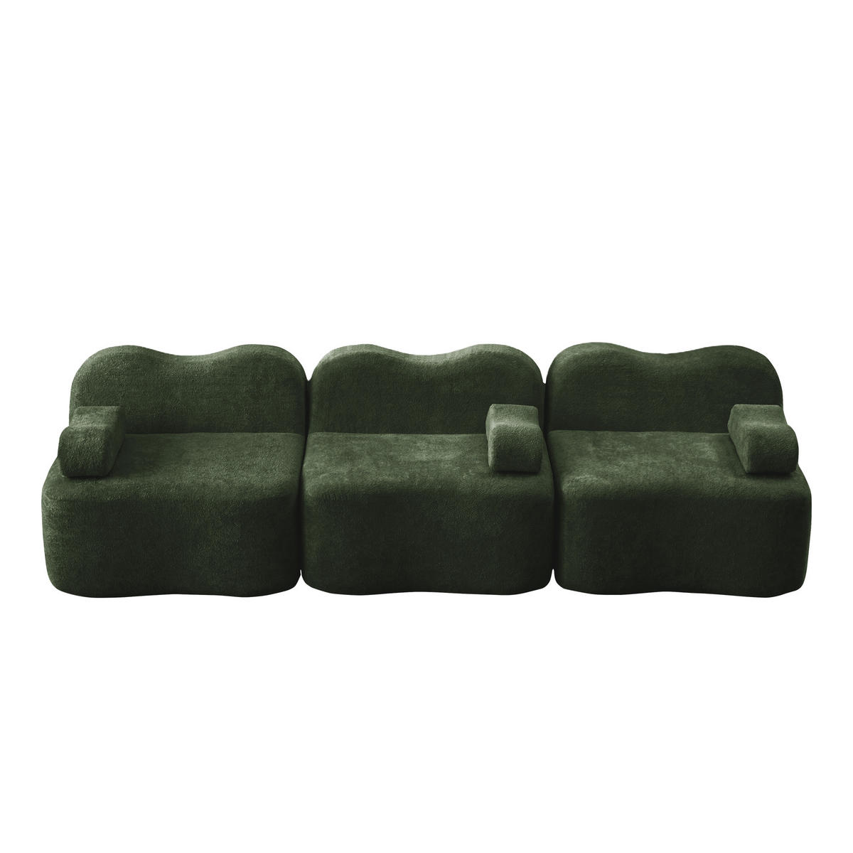 3-SITZER Sofa 288×98×70 cm Samt rahmenlos modular, grün - Grün, Textil (98/70/288cm)