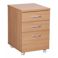 ROLLCONTAINER – Buche, 60 cm hoch, 3 Schubladen, Aluminiumgriffe, Rollen - Braun/Weiß, Holz/Kunststoff (45/60/40cm) - KADIMA DESIGN