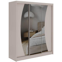 SCHWEBETÜRENSCHRANK mit Schubladen 180 - VERONA - Kaschmir mit Spiegel - Kaschmir/Alufarben, Holzwerkstoff/Metall (180/216/61cm) - MKS
