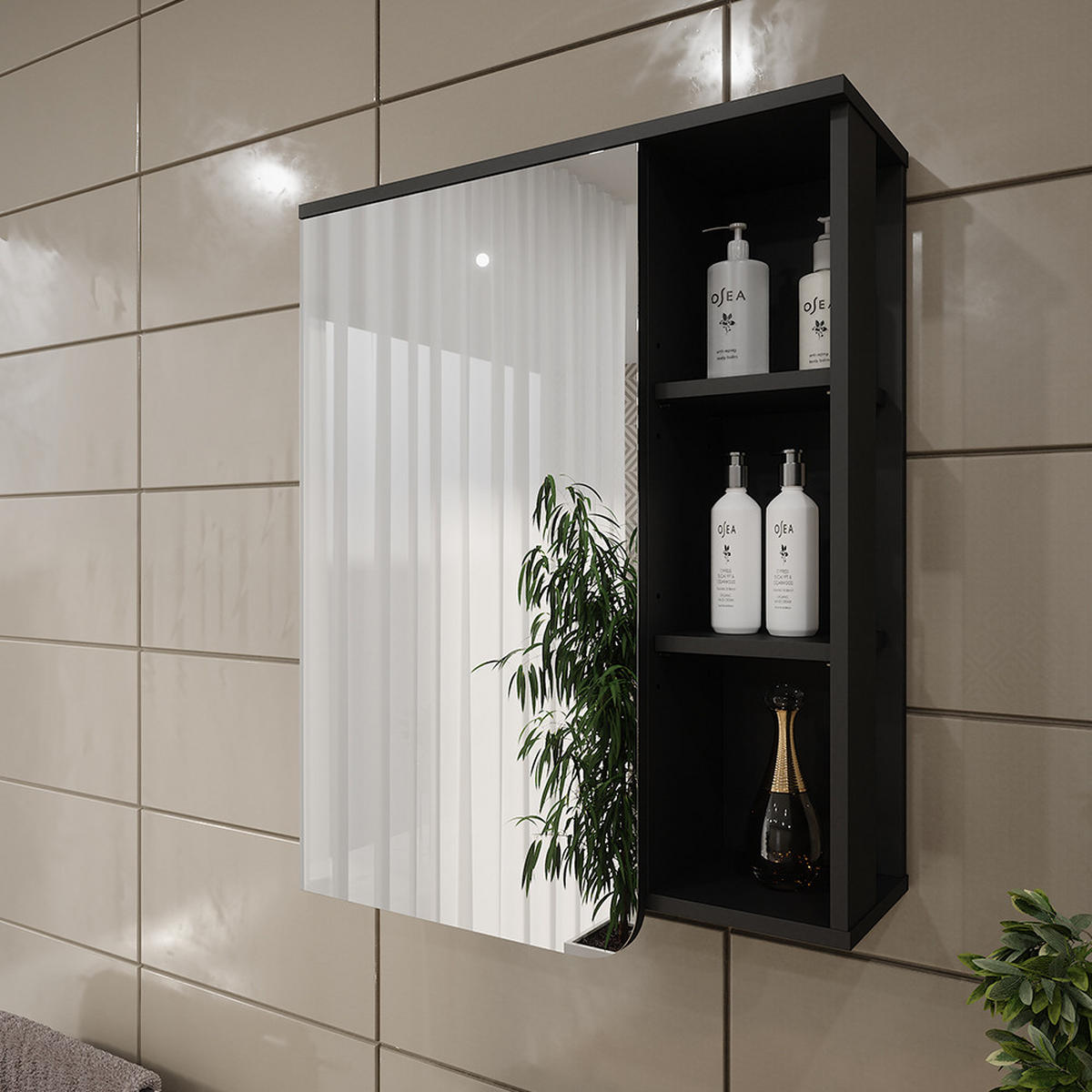 ZRCADLOVÁ SKŘÍŇKA Karen Antracitová/bílá - bílá/antracitová, kompozitní dřevo (60/75/20cm) - Vicco