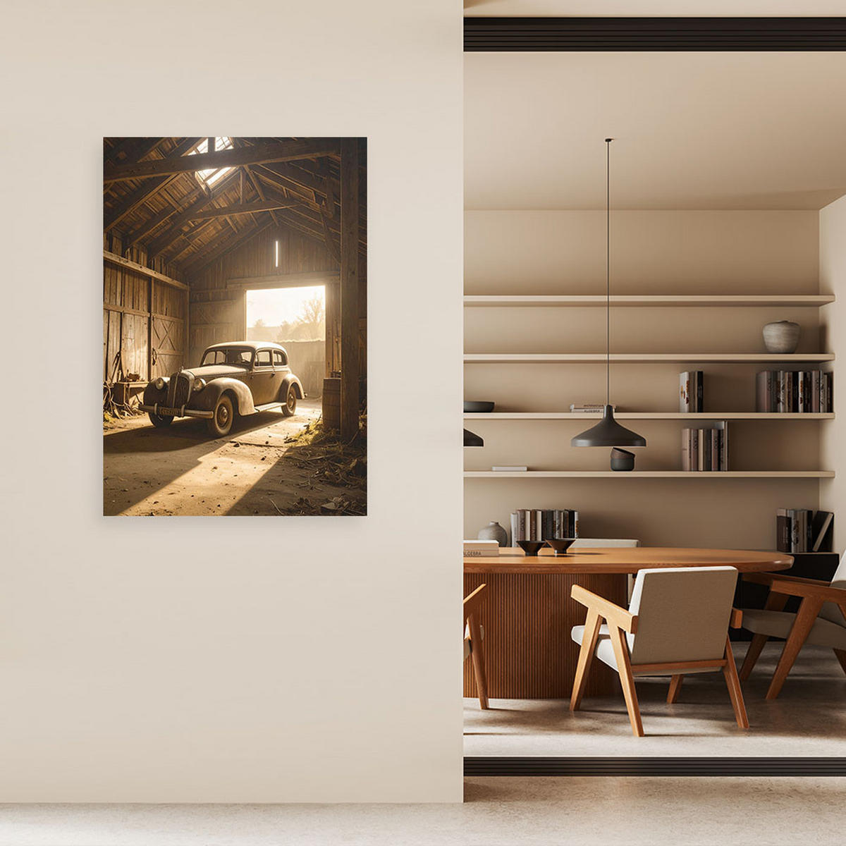 LEINWANDBILD Kraftfahrzeuge 80x120cm - Beige, Textil (80/120cm) - Feeby