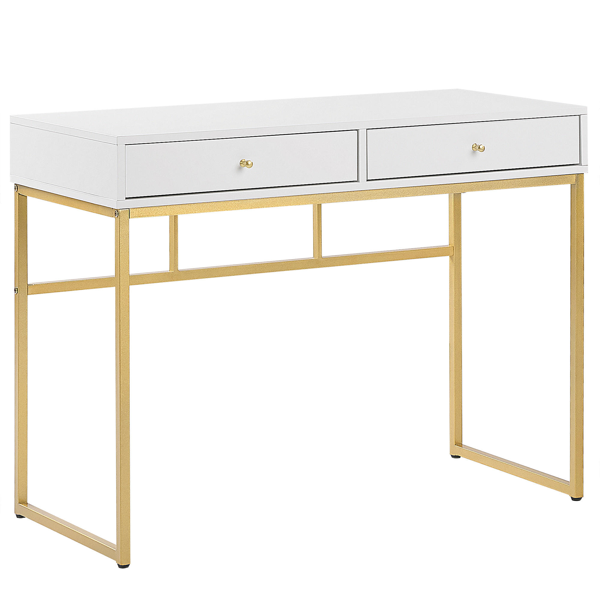 SCHREIBTISCH weiß/gold 100/48/79 cm Daphne - Weiß, Holzwerkstoff (48/100/79cm) - Beliani