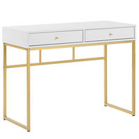 SCHREIBTISCH weiß/gold 100/48/79 cm Daphne - Weiß, Holzwerkstoff (48/100/79cm) - Beliani