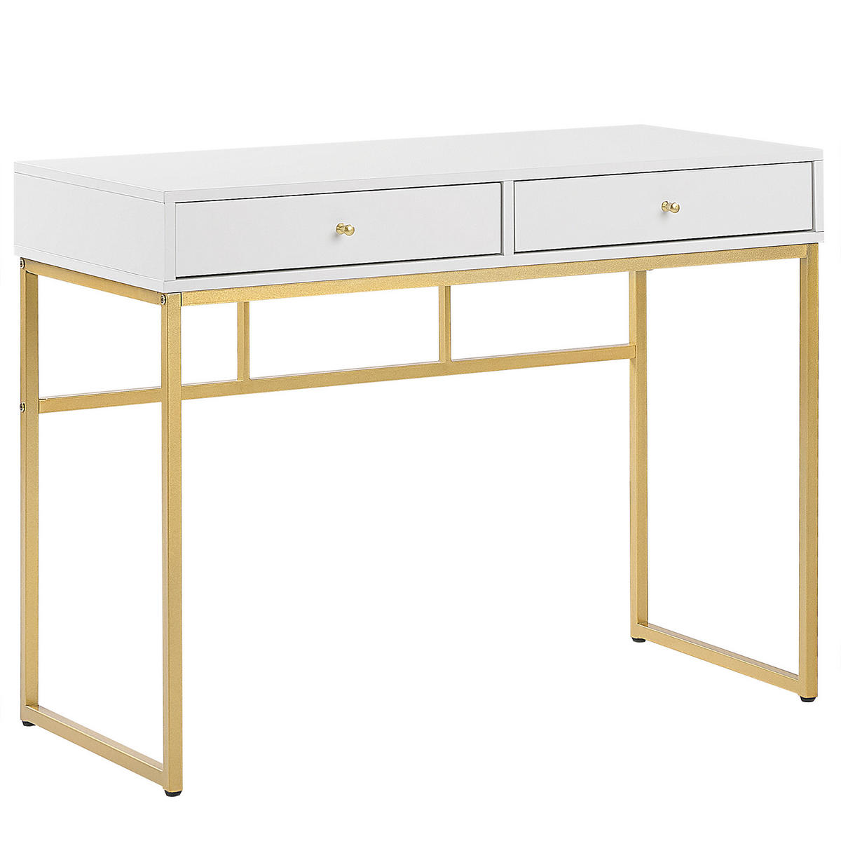 SCHREIBTISCH weiß/gold 100/48/79 cm Daphne - Weiß, Holzwerkstoff (48/100/79cm) - Beliani