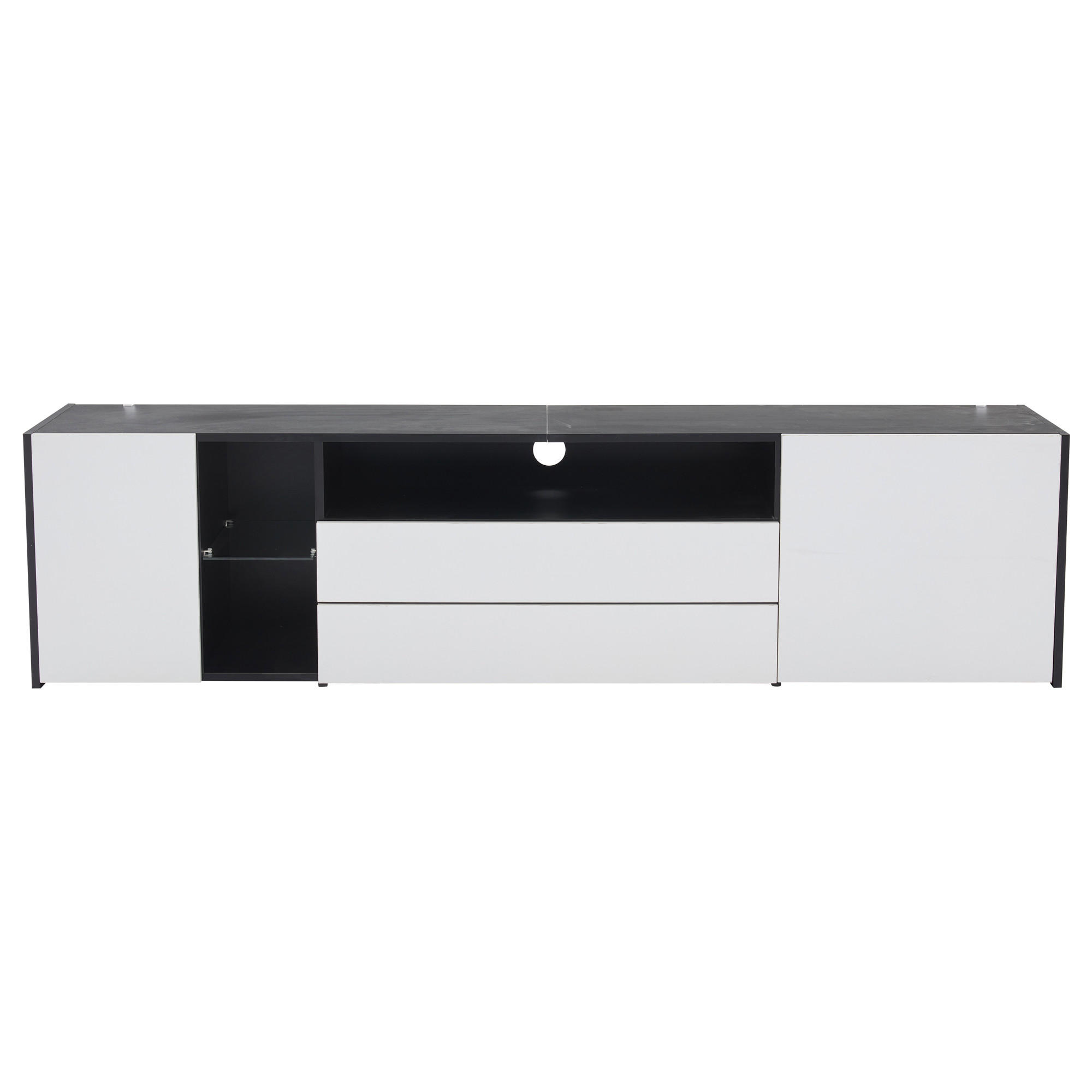 TV-LOWBOARD Spleiß Schwarz-Weiß 180/40/45 cm - Weiß, Holzwerkstoff (180/45/40cm) - PANGIVO