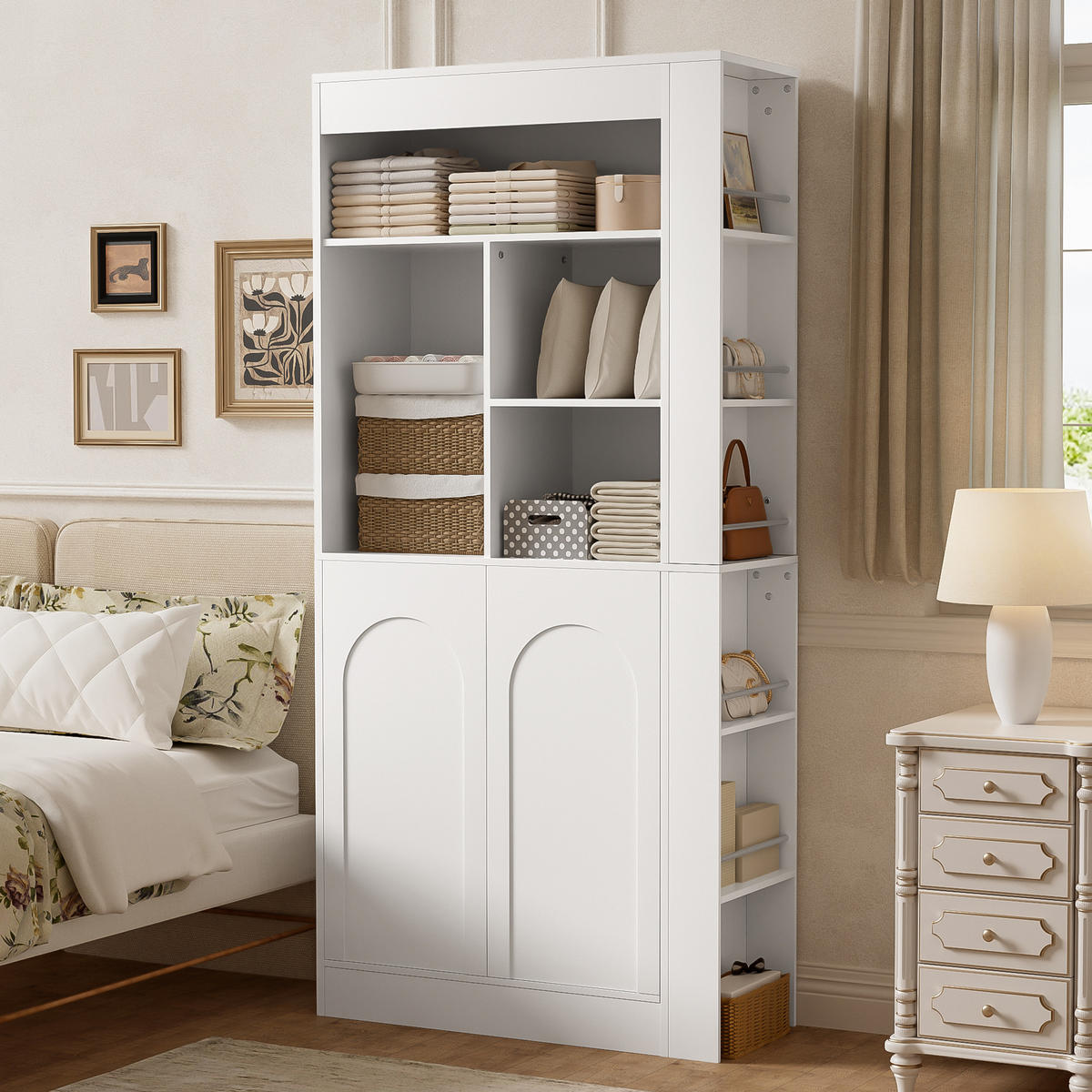 HOCHSCHRANK 85x35x180cm Weiß mit 2 Türen und Regalfächern - Weiß, Holzwerkstoff (85/180/35cm) - FLIEKS