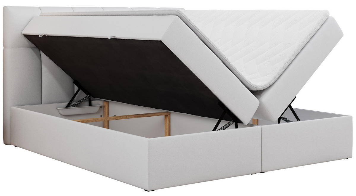 BOXBETT RICO 120/200 Weiß Kunstleder - H3 - Weiß, Holz/Textil (120/200cm) - MKS