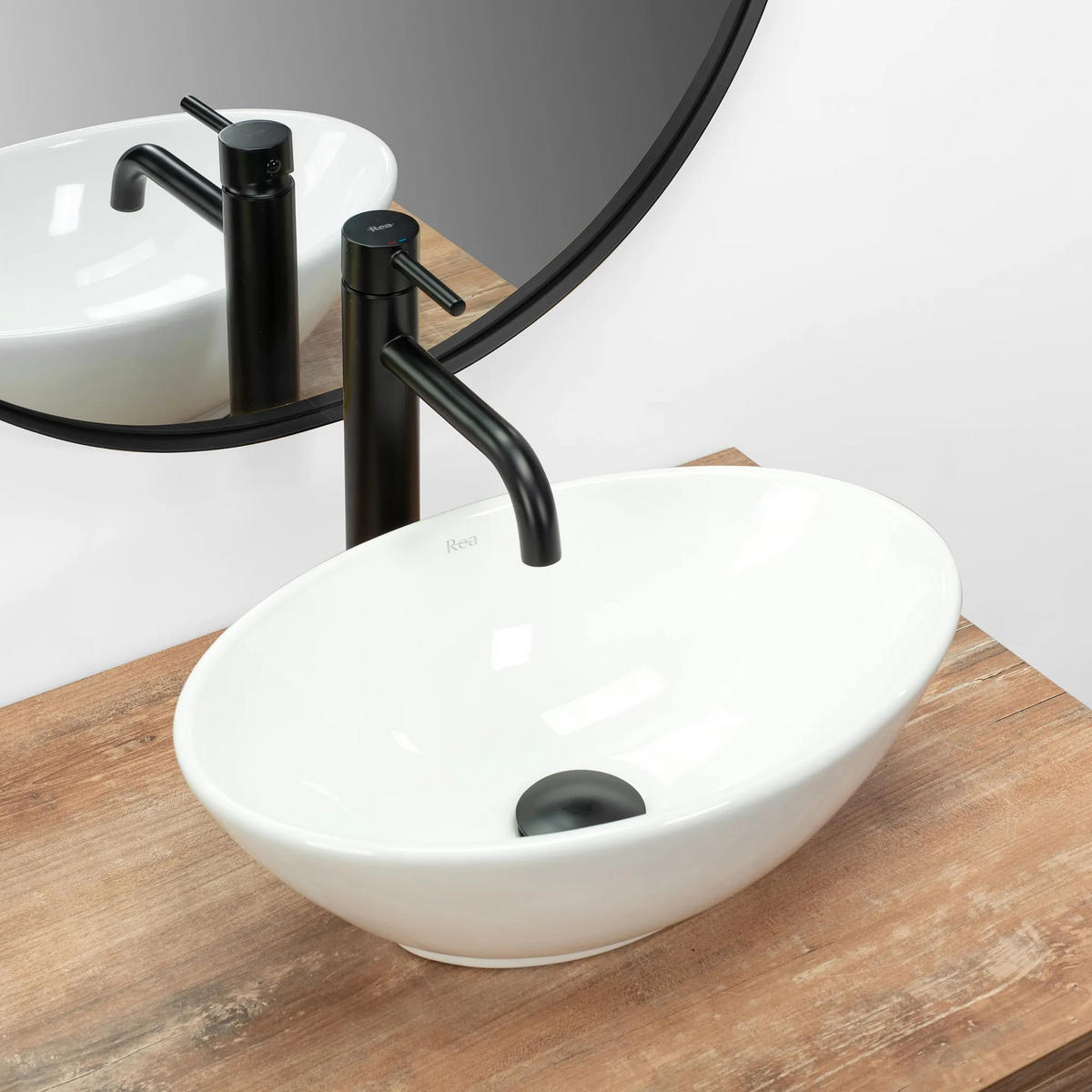 AUFSATZWASCHBECKEN Rea Pamela Mini - Weiß, Keramik (27/14.5/40cm) - REA