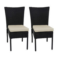 POLY-RATTAN STUHL Schwarz, Cremeweiß 2er-Set - Schwarz/Weiß, Kunststoff (52/90/58cm) - MCW
