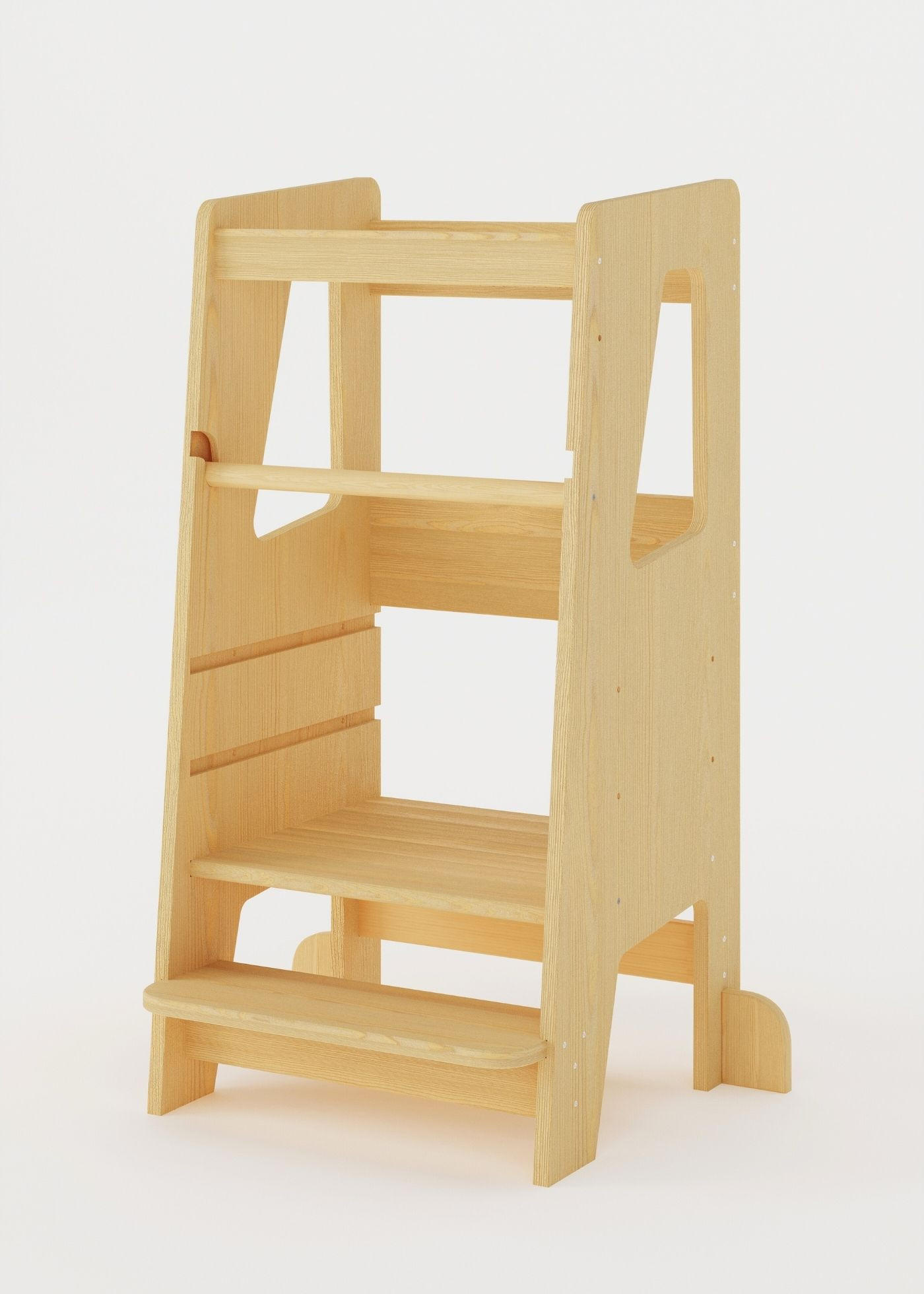 LERNTURM Steppy Höhenverstellbar Montessori Kippschutz natur - Naturfarben, Holzwerkstoff (44/90/44cm) - Sämann – make a difference.