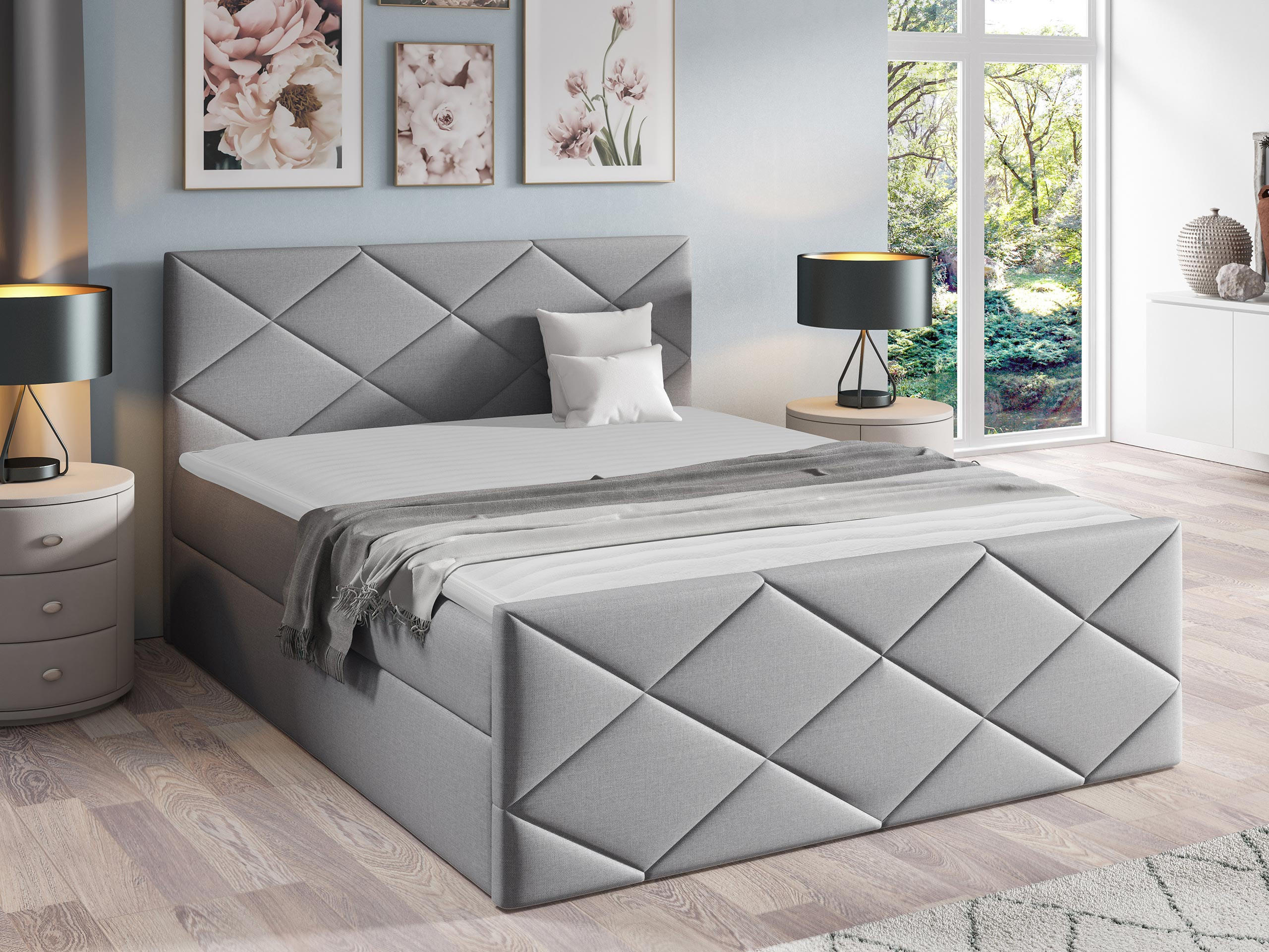 BOXBETT Herkules - Hellgrau, Holz (160/200cm) - MIRJAN24